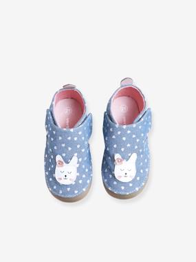 Shoes-Baby Footwear-Pram Shoes with Touch Fasteners, in Chambray, for Baby Girls