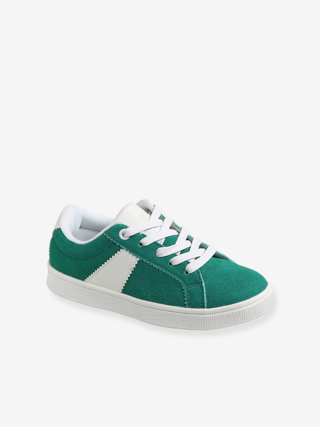 Split Leather Trainers for Boys - green 