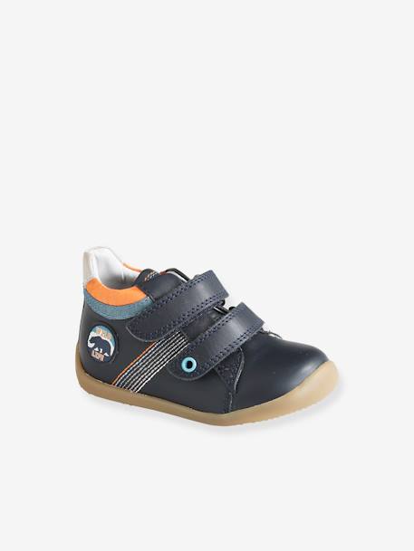 Bottillons Cuir Bebe Garcon Premiers Pas Bleu Marine Chaussures