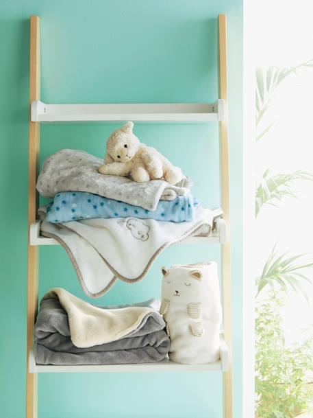 Couverture en microfibre doublée 'peau de mouton' GRIS+ROSE PALE - vertbaudet enfant 