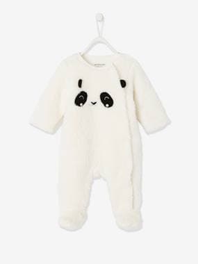 -“Panda” Pramsuit in Faux Fur, for Baby Boys