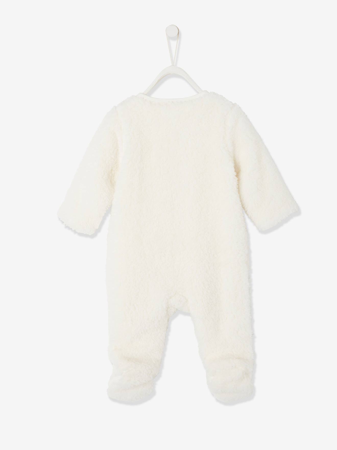 Panda Pramsuit In Faux Fur For Baby Boys White Baby