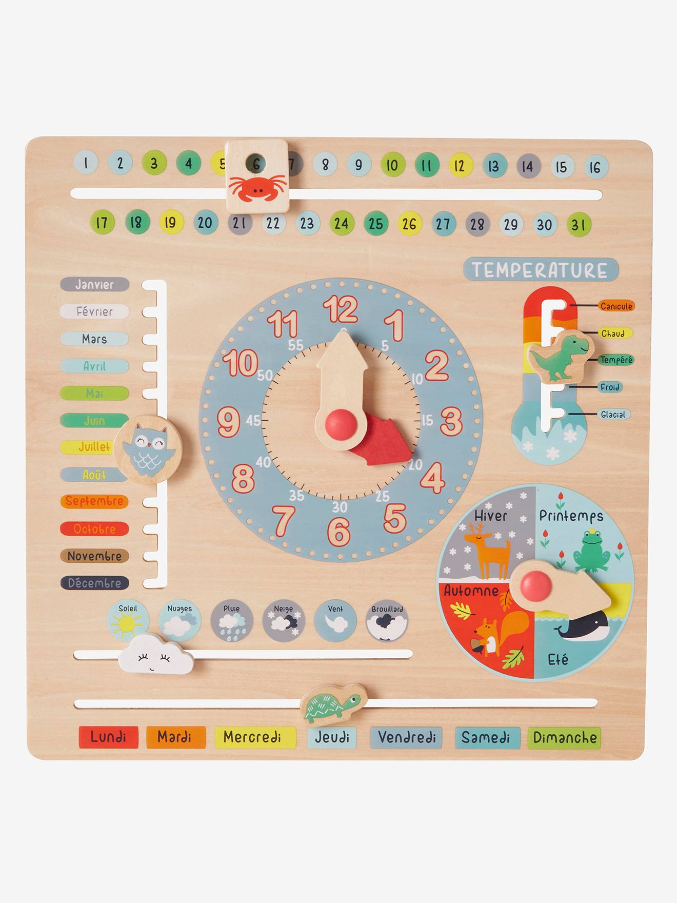 Educational Wooden Calendar Clock Toy for Preschool 3-6 years of age 
