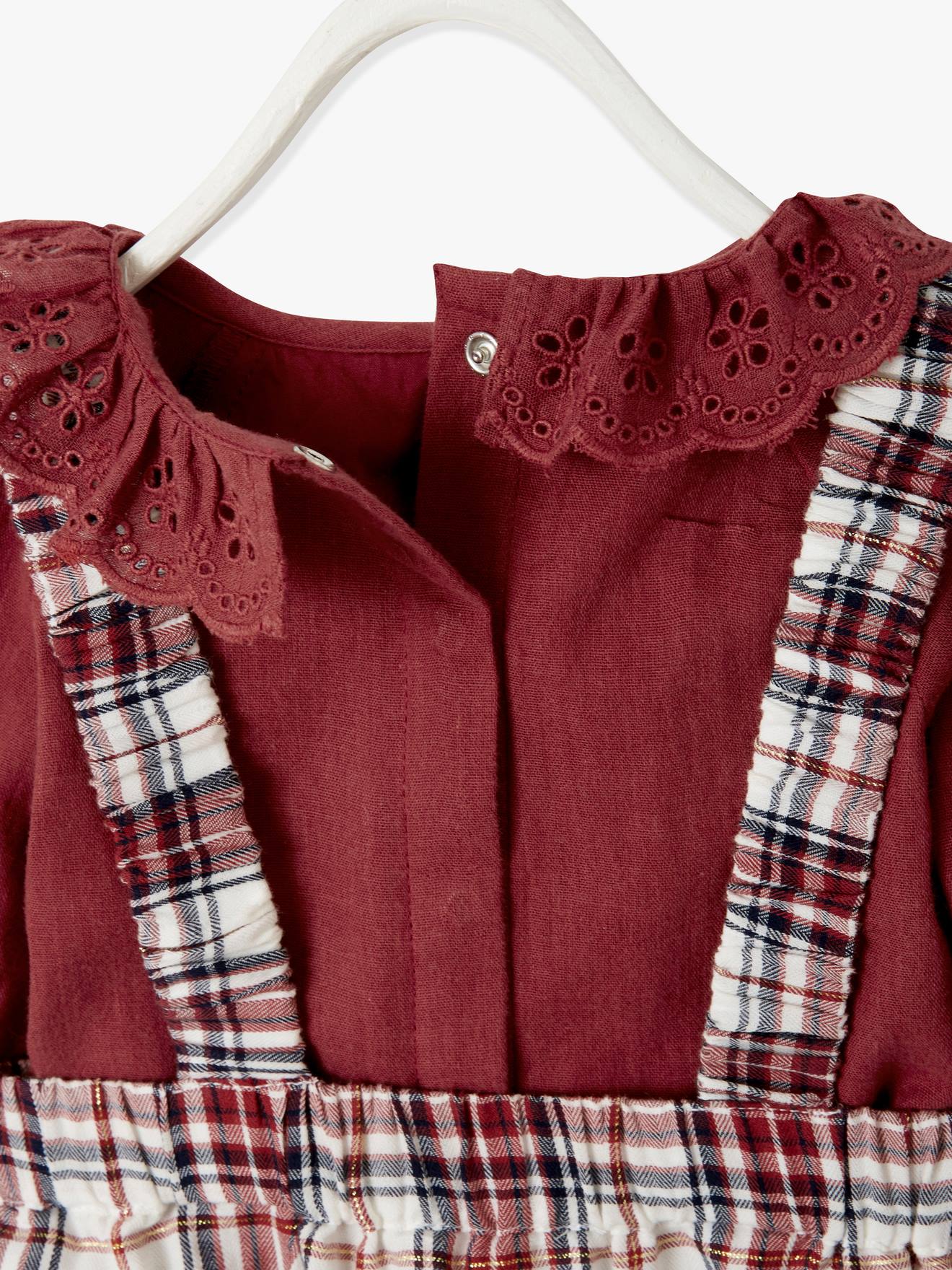 red tartan dungaree dress