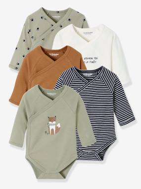 -Pack of 5 Long-Sleeved "King of the Forest" Bodysuits for Newborn Babies