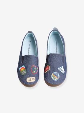 -Elasticated Denim Pram Shoes, for Boys