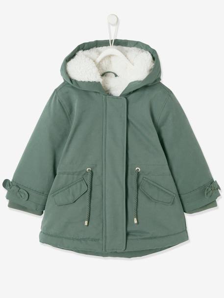 Hooded Parka For Baby Girls Dark Green Baby