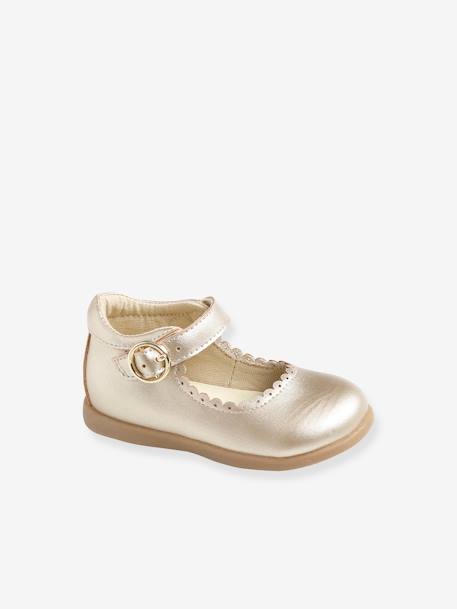 Scalloped Mary Jane Shoes For Baby Girls Gold Shoes