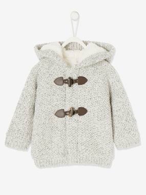 Baby-Jumpers, Cardigans & Sweaters-Cardigans-Speckled Cardigan with Plush Lining, for Babies