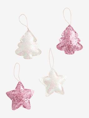 Bedding & Decor-Decoration-Set of 4 Christmas Decorations, Glitter