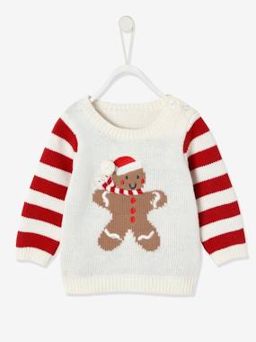 Baby-Jumpers, Cardigans & Sweaters-Unisex Christmas Jumper, Gingerbread Man, for Babies