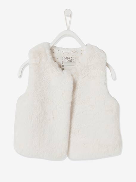 Gilet sans manches imitation fourrure fille BLANC CLAIR UNI+blush - vertbaudet enfant 