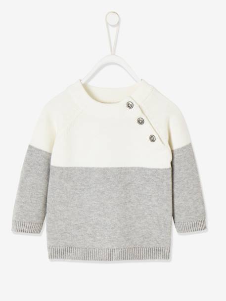 Knitted Colourblock Jumper For Baby Boys White Baby