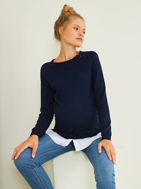 preparing the arrival of baby way mother-to-be-Dual Fabric Jumper, Maternity & Nursing