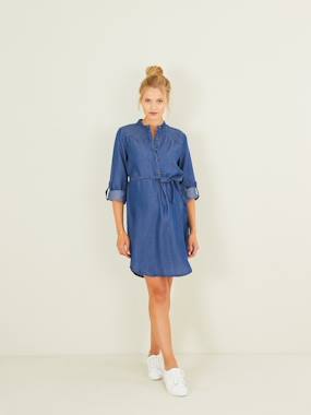 preparing the arrival of baby way mother-to-be-Maternity Dress in Lightweight Denim