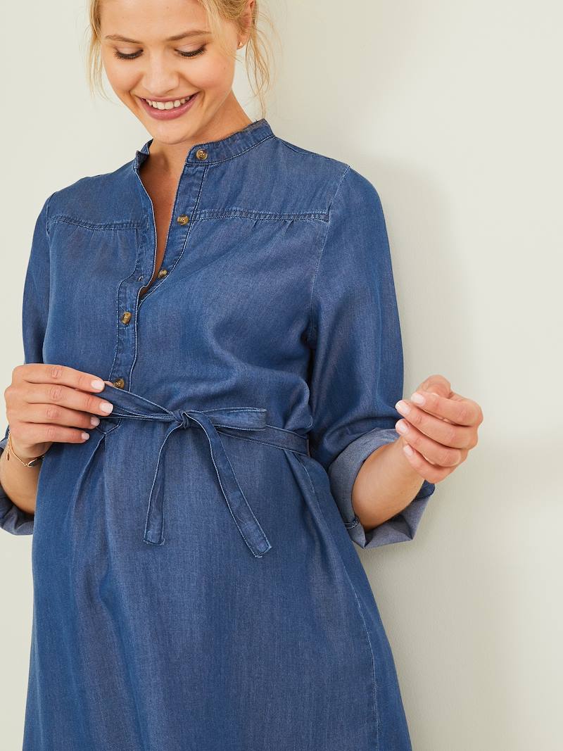 Maternity Dress in Lightweight Denim denim blue, Maternity