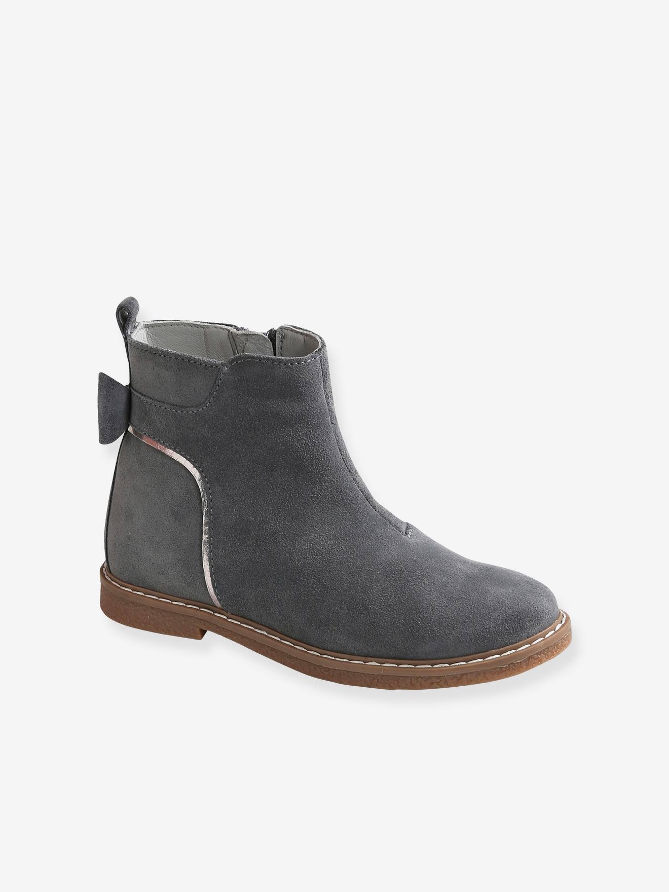 Leather Boots for Girls - grey medium 