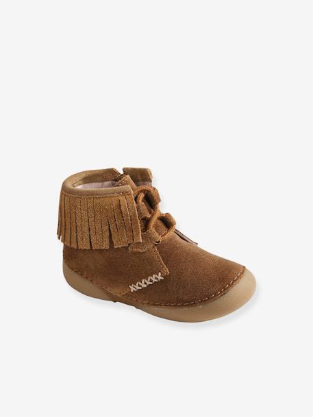 Bottillons Franges Bebe Fille En Cuir Souple Camel Chaussures