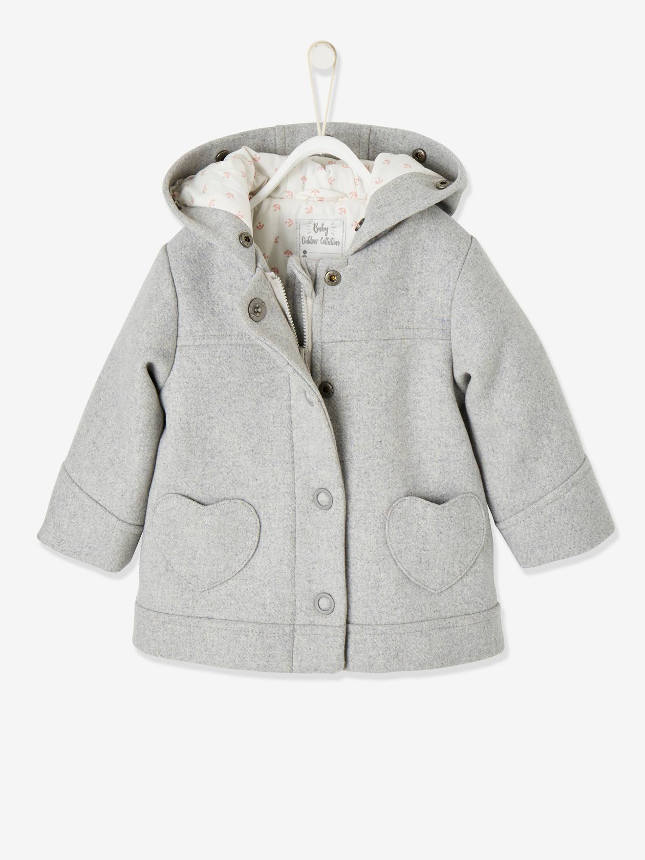 Manteau à capuche bébé fille - gris clair chine, Bébé