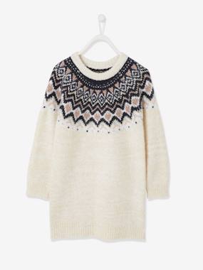 -Jacquard Dress in Iridescent Knit for Girls