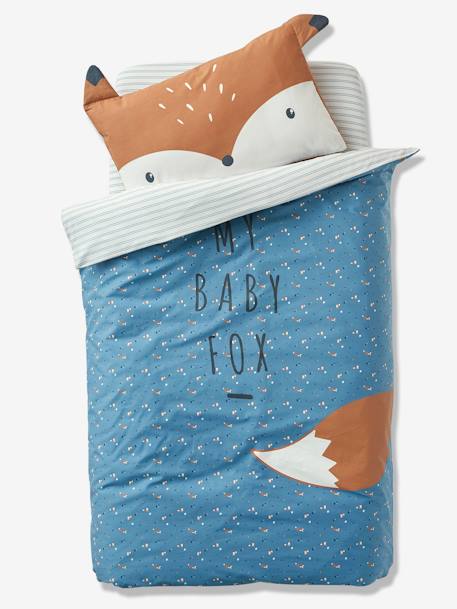Housse De Couette Bebe Baby Fox Oeko Tex Bleu Linge De Lit Deco