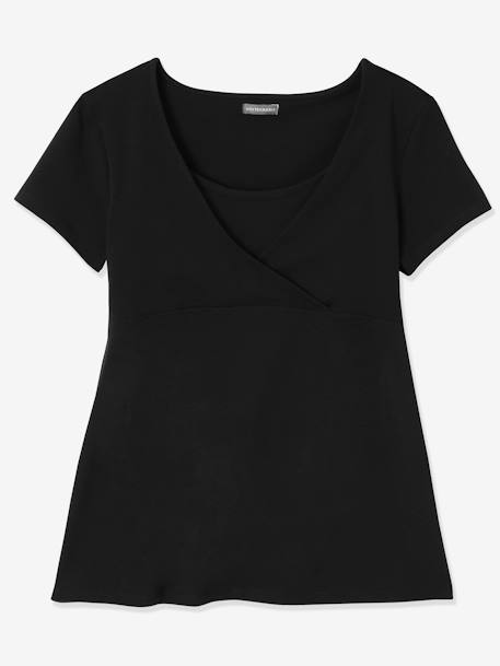 Lot de 2 T-shirts cache-coeur grossesse et allaitement LOT MARINE/GRIS+noir+rose pâle - vertbaudet enfant 