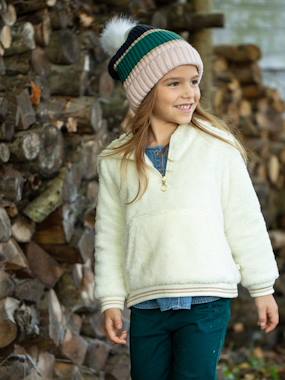 Girls-Accessories-Winter Hats, Scarves, Gloves & Mittens-Colourblock Beanie for Girls