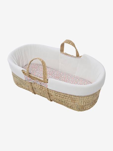 Housse Pour Couffin En Gaze De Coton Ivoire Imp Fleurs Housse Pour Couffin En Gaze De Coton Ivoire Imp Fleurs