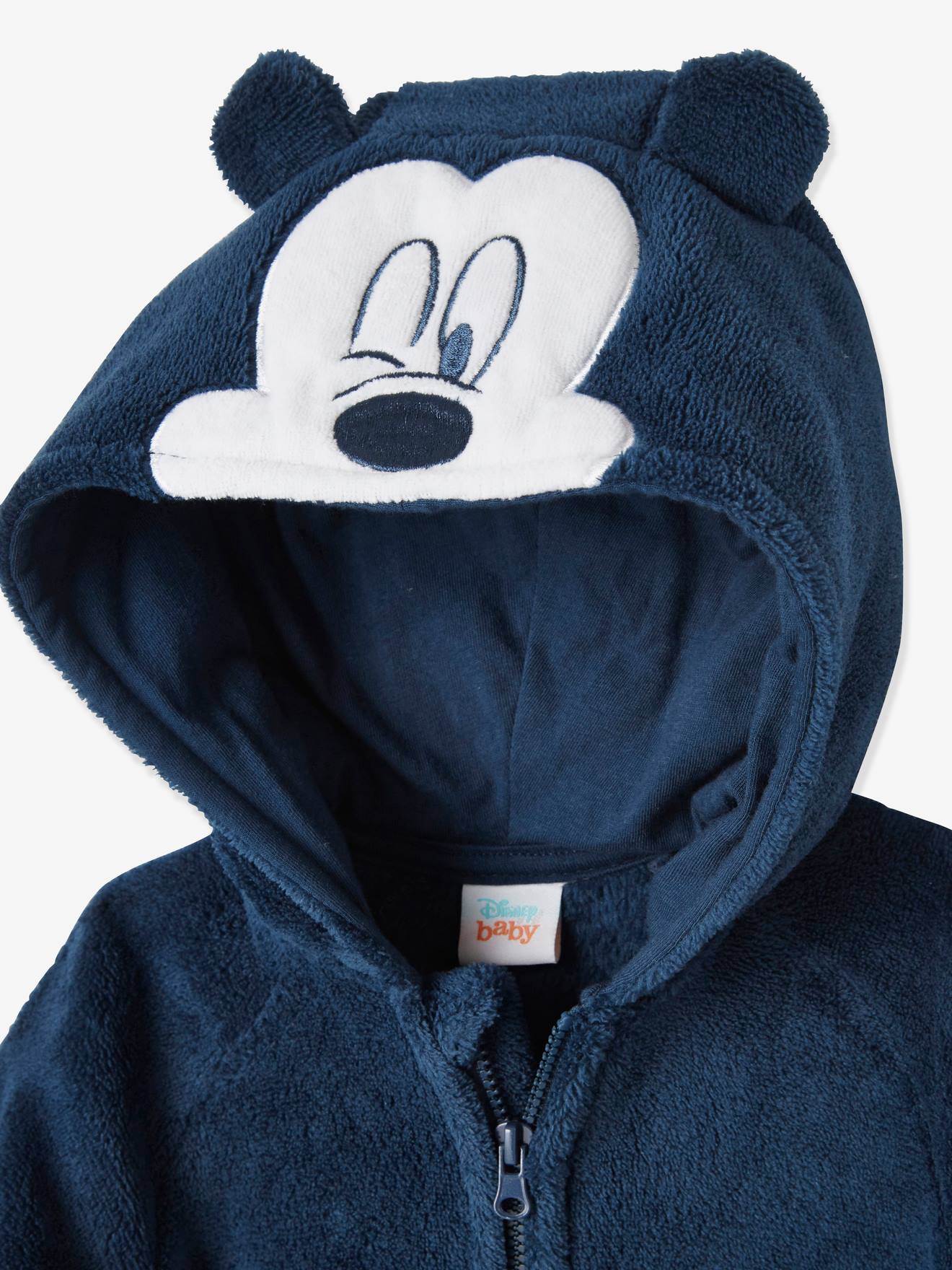 Combi Pilote Bebe Garcon Disney Mickey En Sherpa Capuche Fantaisie Bleu Jean Bebe