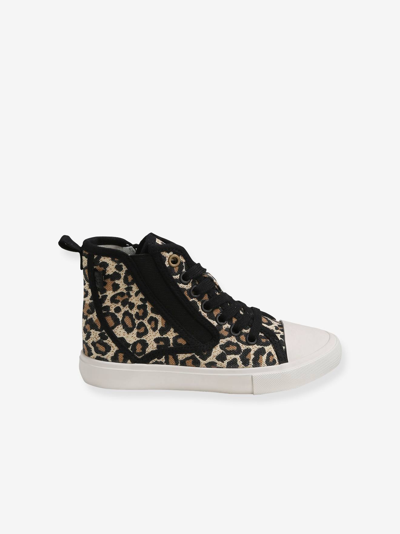 Baskets montantes fille en toile - imprime leopard, Chaussures