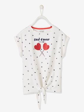 -Hearts T-Shirt with Iridescent Detail for Girls