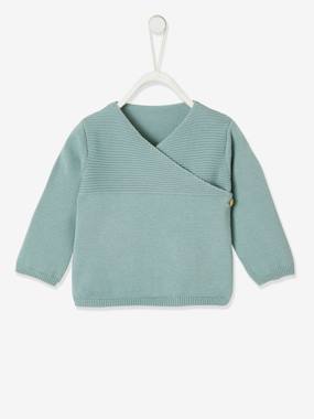 Baby-Jumpers, Cardigans & Sweaters-Knitted Cardigan in Organic Cotton for Newborn Babies