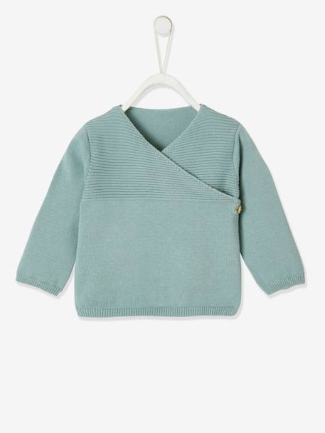 Knitted Cardigan in Organic Cotton for Newborn Babies Beige+Light Blue+Light Grey - vertbaudet enfant 