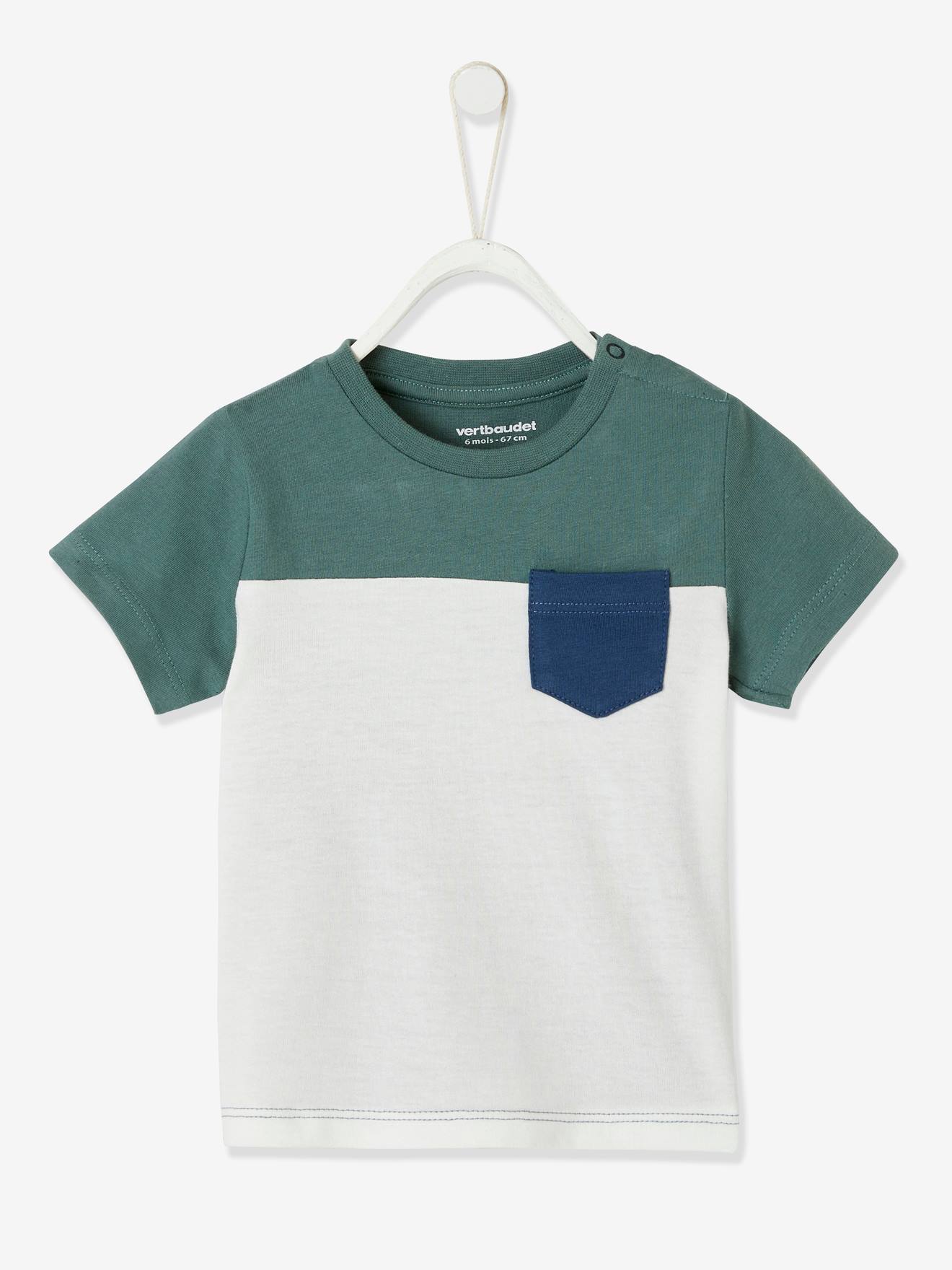 T-Shirt Colorblock Bébé Bio – 100% Coton Biologique, Manches Longues, Poche Poitrine, Pression Épaule - 13