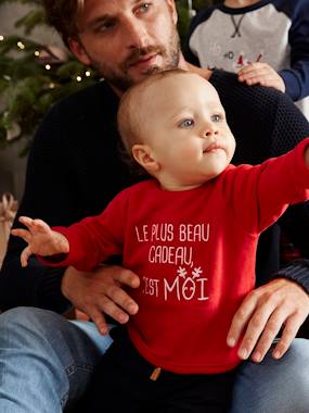 Baby-Jumpers, Cardigans & Sweaters-Christmas Sweatshirt with Message, for Baby Boys