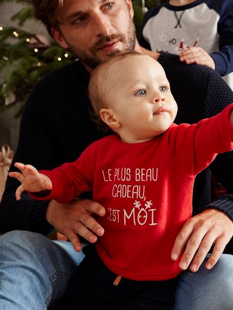 Christmas Sweatshirt With Message For Baby Boys Dark Red Baby