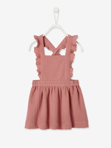 Robe Salopette En Gaze De Coton Bebe Vieux Rose Bebe