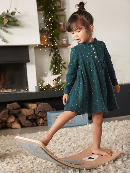 Robe Imprime En Gaze De Coton Fille Vert Imprime Fille