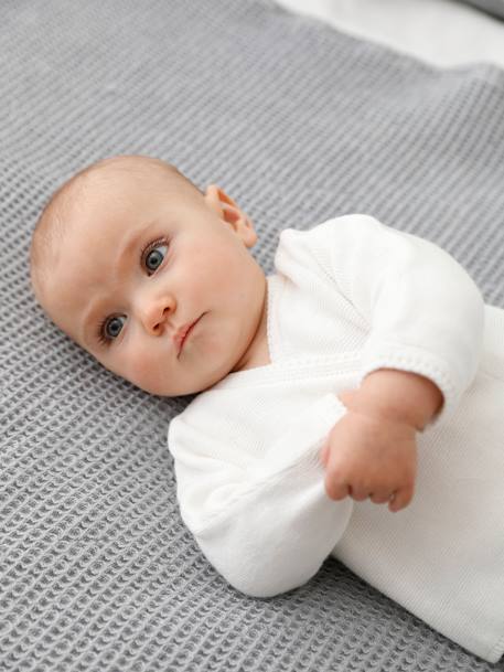 Brassière bébé en coton et laine bleu pale+GRIS CLAIR CHINE+Ivoire+rose saumon clair - vertbaudet enfant 