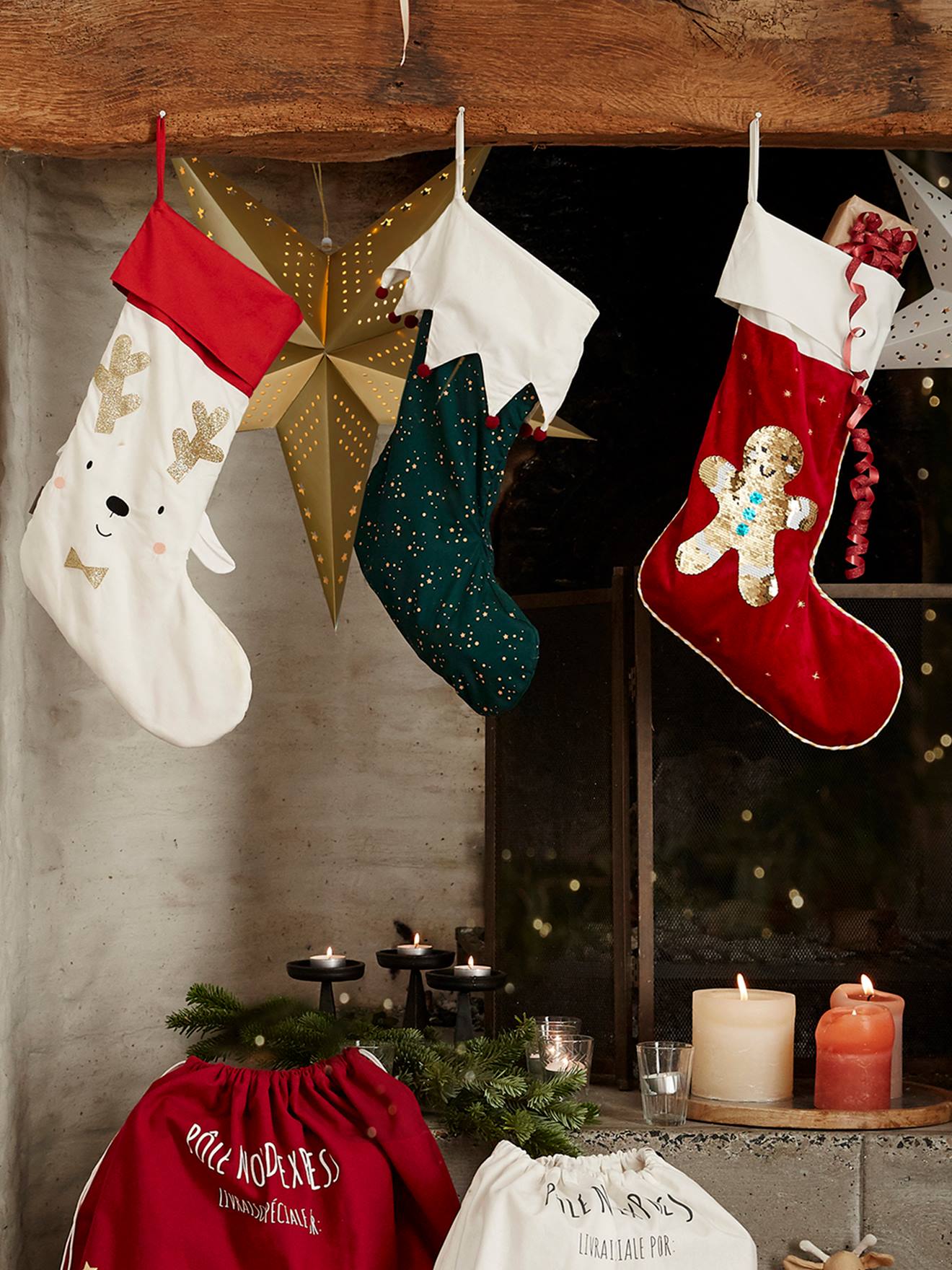 Chaussettes de Noël en Bois Personnalisables - 30 cm x 23 cm | Jambe de Bois