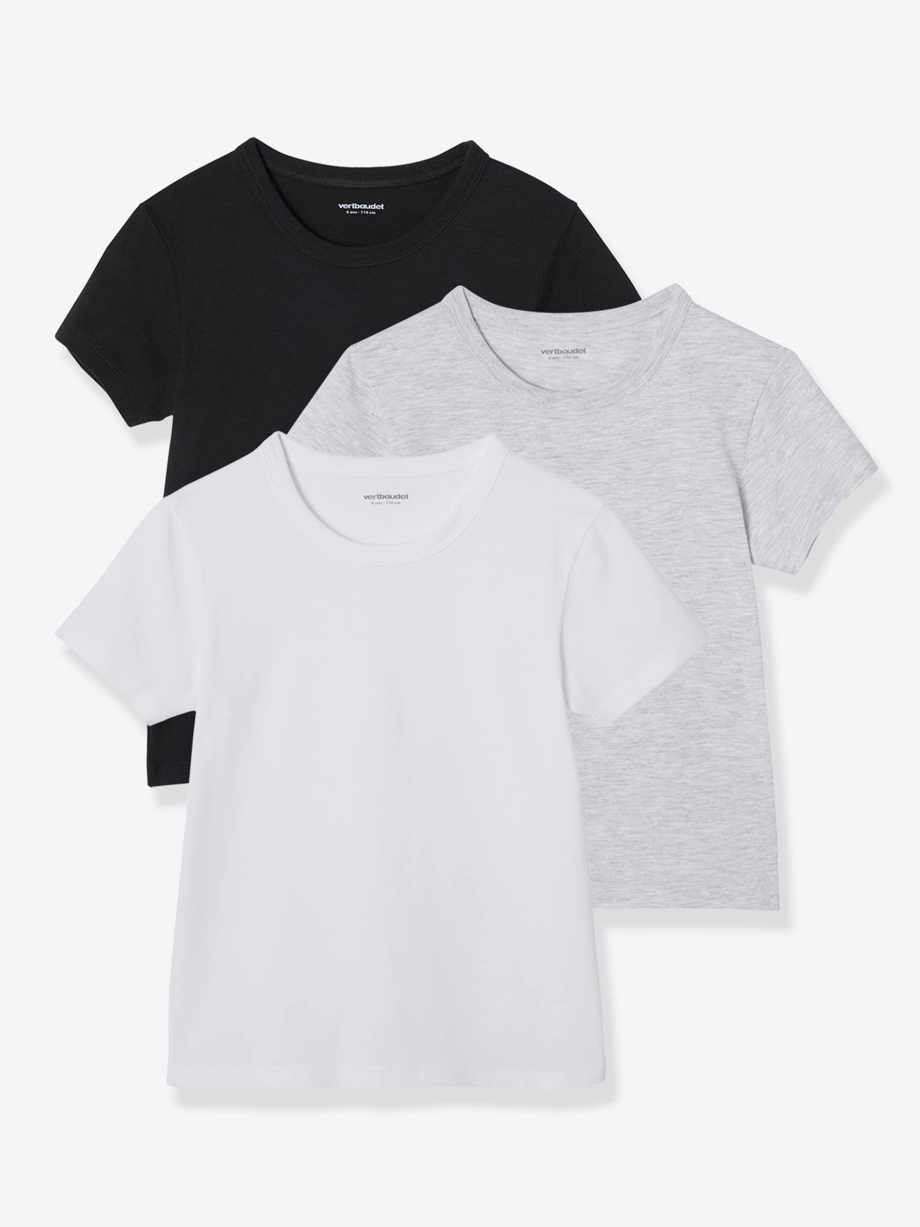 Pack of 3 Short Sleeve T-Shirts for Boys - white