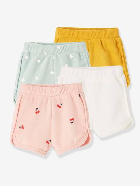 Pack Of 4 Terry Cloth Shorts For Babies Dark Yellow Baby