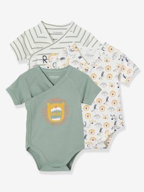 Baby-Bodysuits & Sleepsuits-Pack of 3 Short Sleeve Bodysuits for Newborn Babies