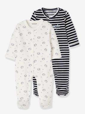preparer l arrivee de bebe valise maternite-Lot de 2 pyjamas bébé en velours ouverture naissance