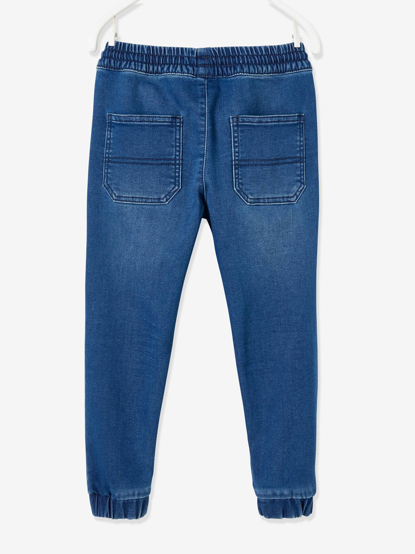 VERTBAUDET Pantalon Droit Garçon Molleton Effet Denim | Coupe Confort Fitté, Ceinture Élastiquée, Style Jeans Doux