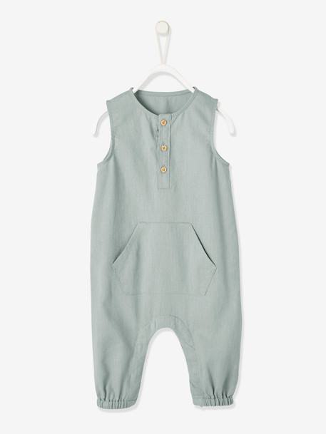 Combinaison Bebe Garcon En Lin Et Coton Vert Celadon Bebe