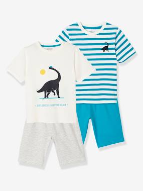 Set of 2 Short Pyjamas for Boys, Dinosaur  - vertbaudet enfant