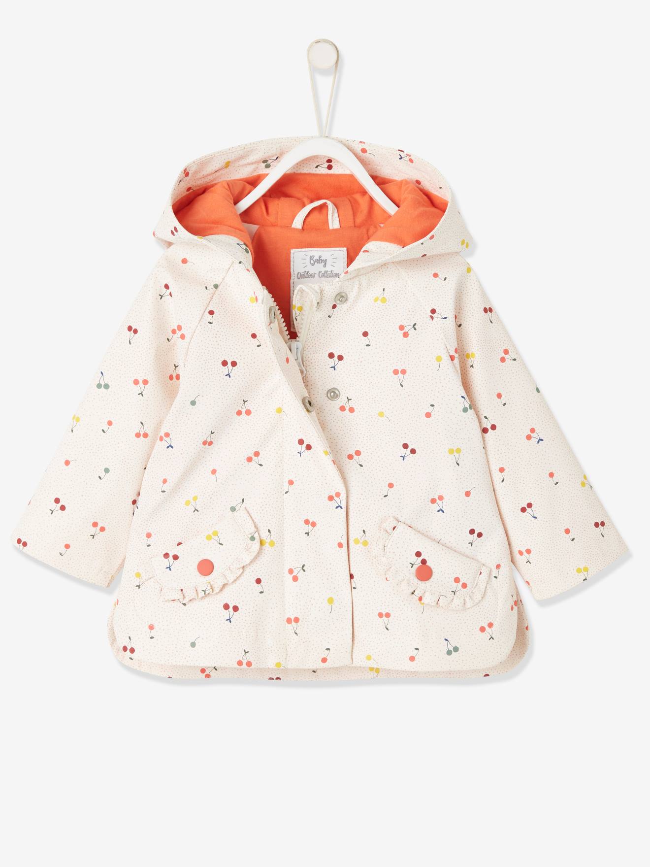 Cire Avec Capuche Bebe Fille Ivoire Imprime Bebe