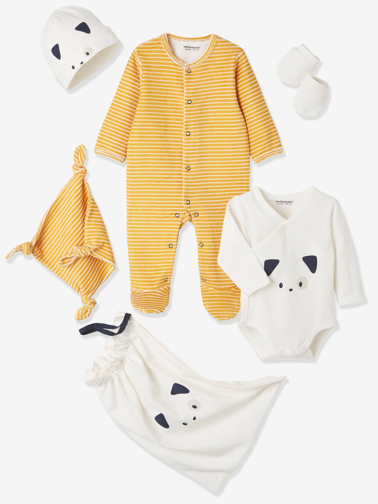 Kit Naissance Vertbaudet - Body Manches Longues, Pantalon Et Bonnet, 3 Pièces Pour Nouveau-né