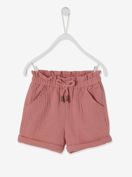 Shorts In Cotton Gauze With Elasticated Waistband For Babies Camel Baby Shorts In Cotton Gauze With Elasticated Waistband For Babies Camel Baby